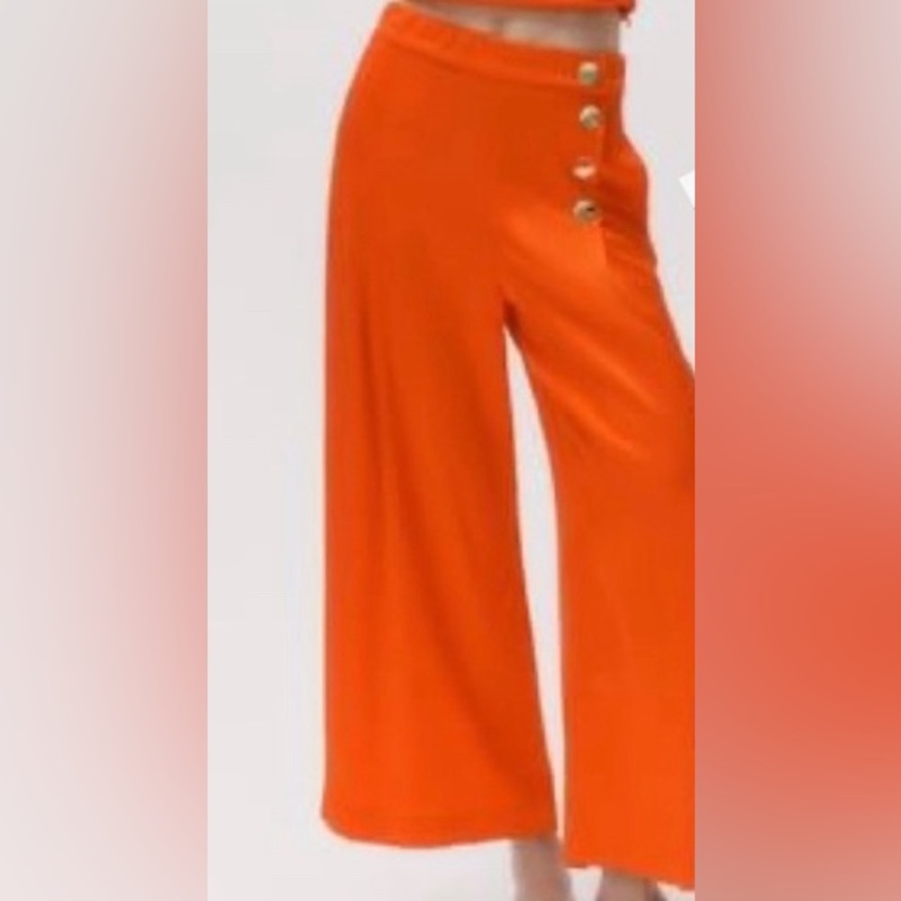 Zara satin effect wide leg cropped pants. NWT